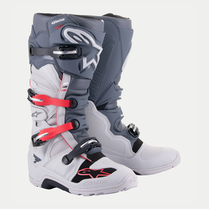 Alpinestars Tech 7 Enduro Boots (Light Gray/Dark Gray/Bright Red)